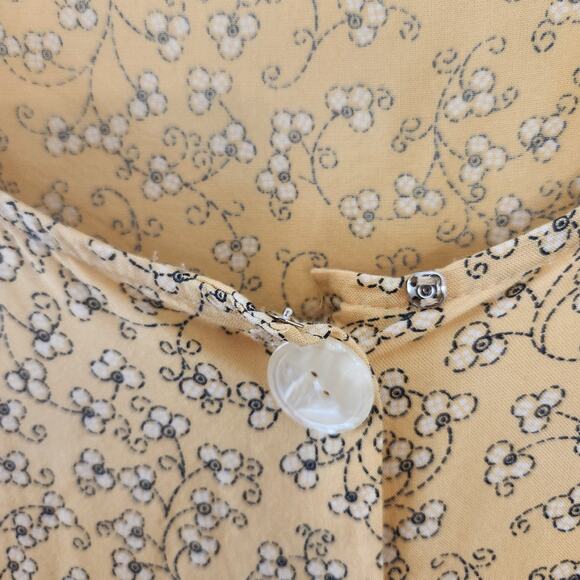 Vtg 90s Moda International Dress Size Large Womens Maxi Yellow Floral Buttonup - Picture 13 of 16